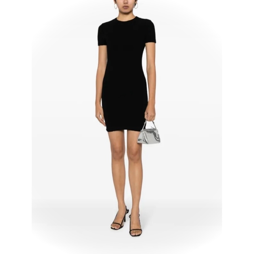 ALEXANDER WANG | M | Ribbed Crewneck Rayon Nylon Spandex Bodycon Mini Dress